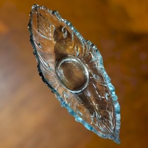 Vtg 1940s Jeanette Light Blue Pressed Glass Banana Boat Gondola Bowl